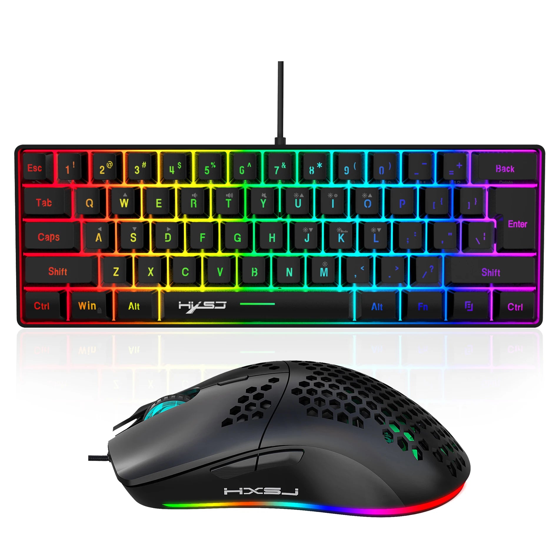 60% Ultra Fast Gaming Keyboard and Mouse With Customizable LED Lights