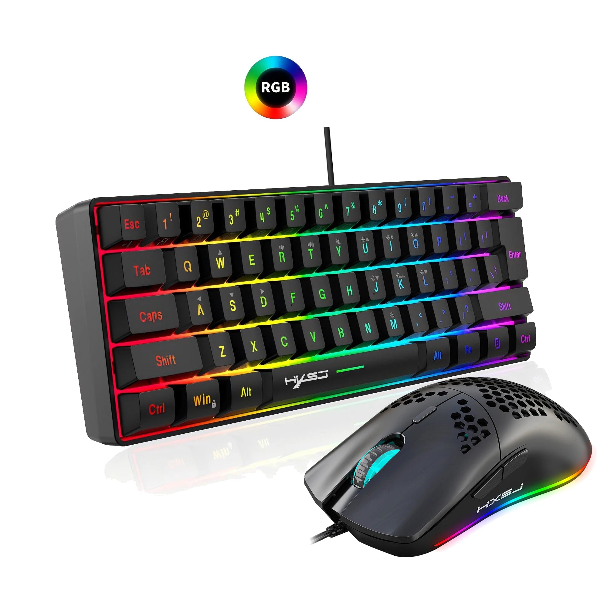 60% Ultra Fast Gaming Keyboard and Mouse With Customizable LED Lights