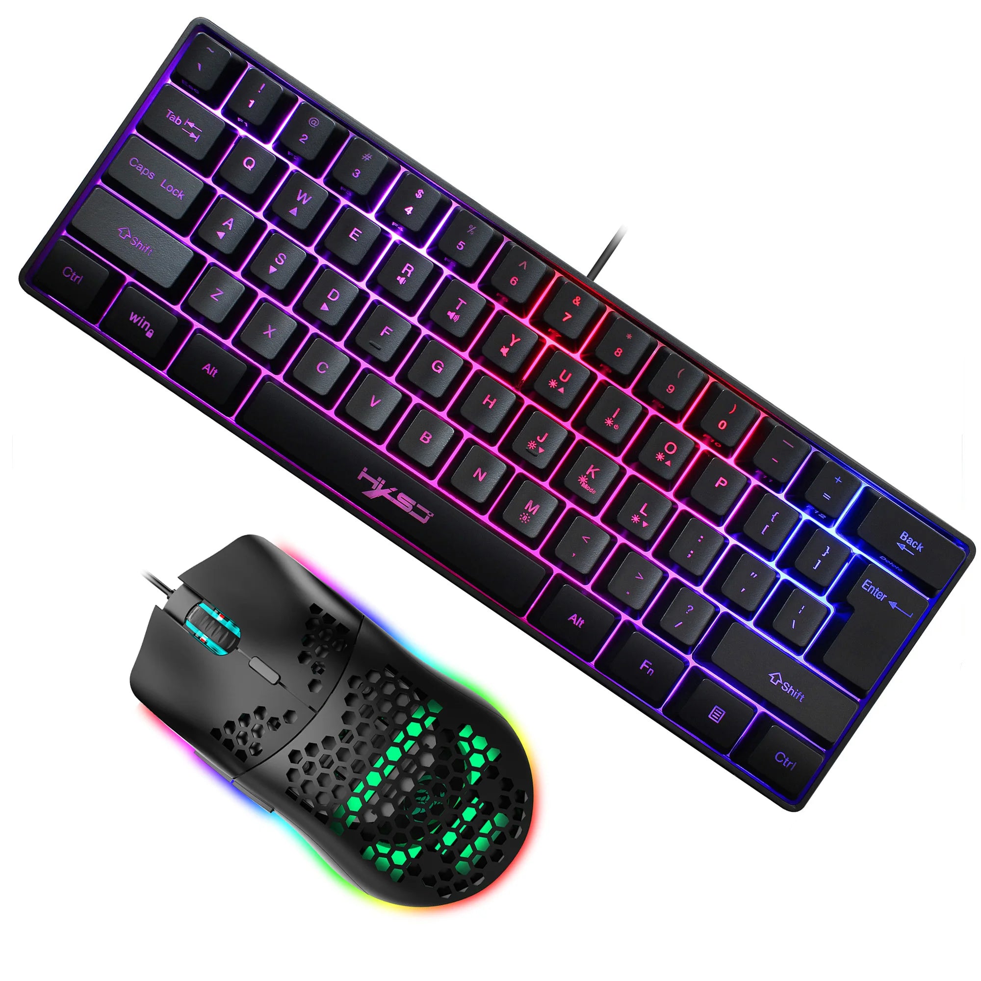 60% Ultra Fast Gaming Keyboard and Mouse With Customizable LED Lights