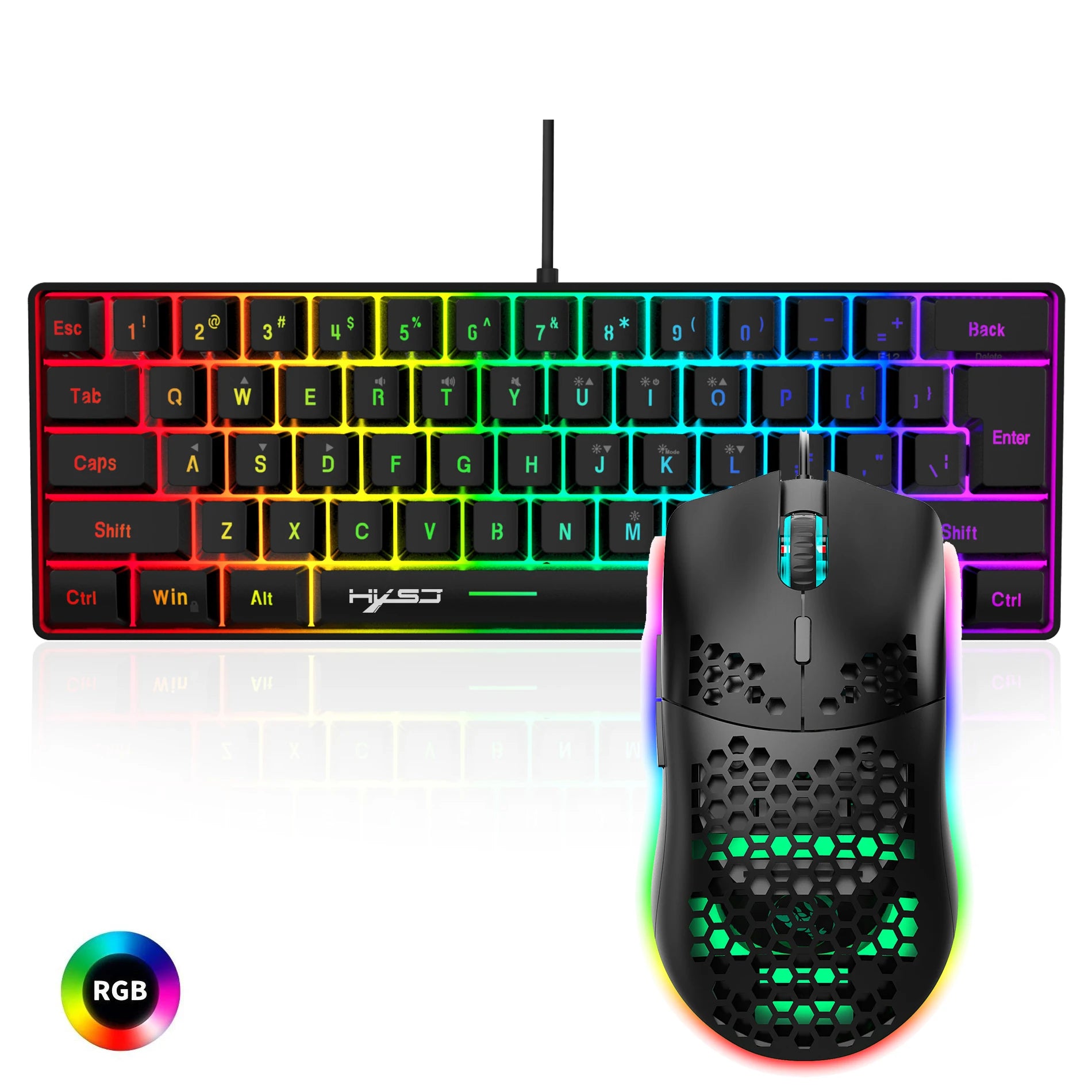 60% Ultra Fast Gaming Keyboard and Mouse With Customizable LED Lights